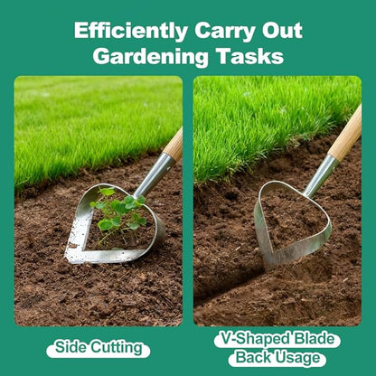 Berry&Bird Hoe Garden Tool, Heavy Duty 61.2" Triangle Hoes with Ashwood Handle, Long Handle Weeding Tool Garden Hoe for Weeding, Cultivating, Soil Loosening and Digging Trenches