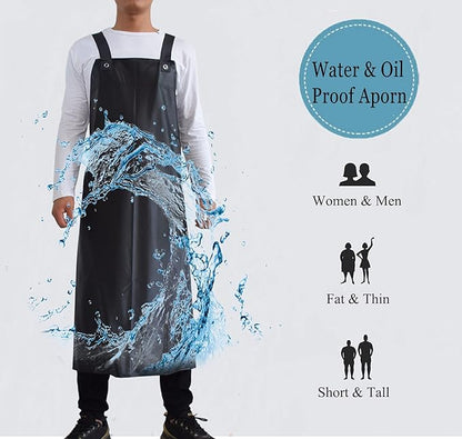 Waterproof Rubber Vinyl Apron, Chemical Resistant Apron, Unisex Work Apron MD006-Black*3