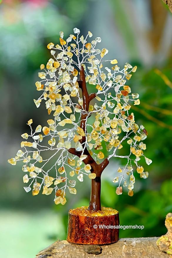 GEMSCITE Citrine Silver Wire Artificial Tree – Handcrafted Gemstone Tree for Positivity, Abundance & Home Décor