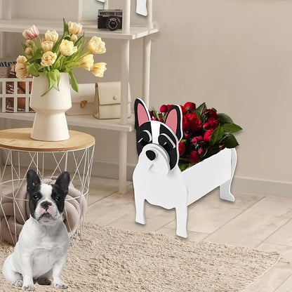 White French Bulldog Dog Planter Plant Pots,Cute Dog Flower Planter,Gifts for Pet Lovers,Unique Animal Plant Pots,Office,Indoor Outdoor Garden Decor(9.45 * 6.3 * 13.35in)