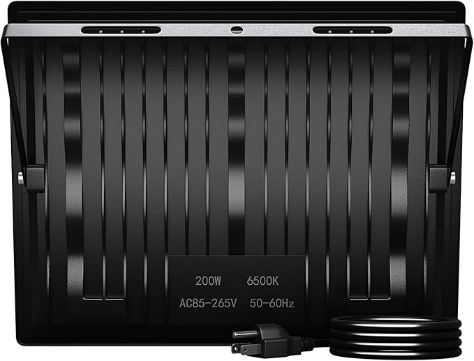 XXBSAZ 200W LED Flood Light Outdoor, High Output Plug-in & Hardwired Commercial Work Light, IP66 Waterproof 6500K Daylight for Parking Areas, Warehouses & Loading Zones (2 Pack)