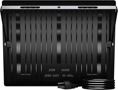 XXBSAZ 200W LED Flood Light Outdoor, High Output Plug-in & Hardwired Commercial Work Light, IP66 Waterproof 6500K Daylight for Parking Areas, Warehouses & Loading Zones (2 Pack)