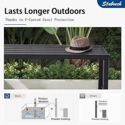 Black Outdoor Backless Bench for Garden, Metal Outdoor Bench Weatherproof, Patio Benches for Outdoors, Benches Seat for Backyard, Porch, Plant Stand and Holder