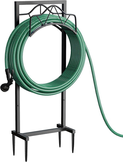 Heavy-Duty Garden Hose Holder - 160-Feet Capacity, Sturdy Water Hose for Outside Hose Hanger with Detachable Design for Lawn, Yard & Farm, Black