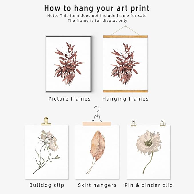 Boho Poster Prints Plant Art Wall Decor, 11x14 Canvas Prints Unframed Set of 6, Plant Posters Aesthetic for Bedroom