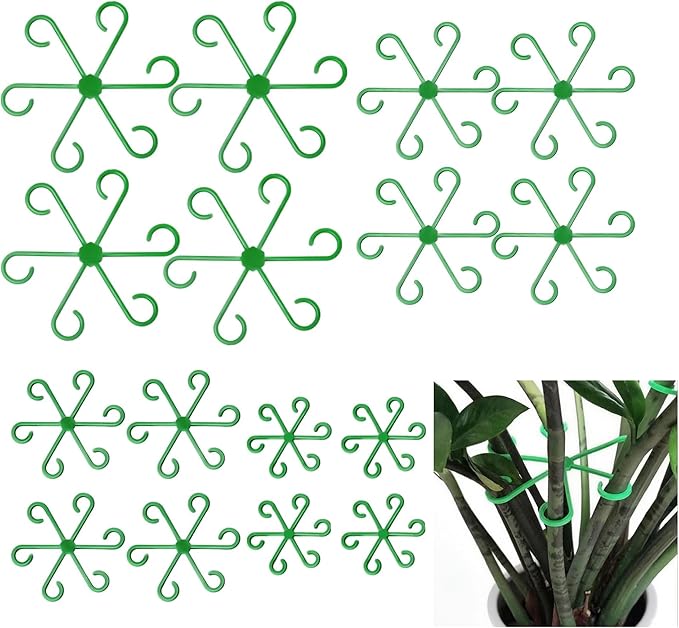 Monstera Plant Support, Plant Stakes for Indoor Plants, 16 Pack Reusable Plant Stabilizer, 4 Size Climbing Houseplant Stem Supports for Potted Vines, Monstera, Flowers