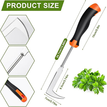 Hand Weeder Tool, Rubber Handle Manual Weeder Puller Tool, Uprooting Weeding Tools, Crack Weeder Crevice, 4 Teeth Weeding Tool, Planting and Weeding for Garden, Patio, Backyard Farm