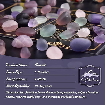 Polished Stone Set Fluorite Crystals, 0.8" Handpicked Tumbled Gemstones Rocks, Pebbles for Reiki, Chakra, Healing, Home Decor