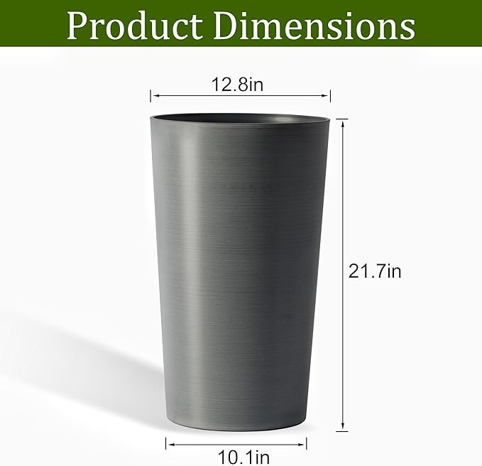 Set of 2 Tall Planters 22", Large Planters for Outdoor Indoor Plant Pots with Wire Drawing Process, Containers Large Decorative Tree Planter Front Porch Patio, Grey