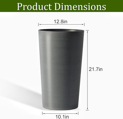 Set of 2 Tall Planters 22", Large Planters for Outdoor Indoor Plant Pots with Wire Drawing Process, Containers Large Decorative Tree Planter Front Porch Patio, Grey