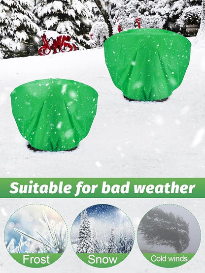 ANPHSIN 6 pcs Plant Covers Freeze Protection - 19.6in x 39.3in Winter Shrub Plant Protection Bags, Frost Blankets Cloths with Drawstring for Outdoor Garden Rose Bush Plants, Green