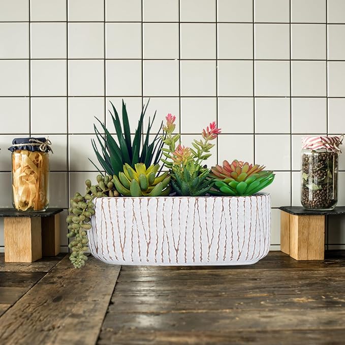 Fake House Plants Artificial - 8.7" Assorted Faux Succulents in Pots for Office Desk Decor and Bathroom Plants Decor - Small Shelf Decor and Cute Fake Plants for Room Kitchen
