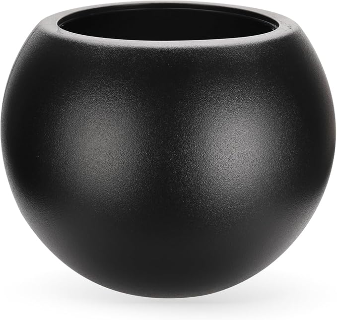20”Dx16.1”H Large Plant Pot,Durable Plastic-Concrete Material Sphere Planter with Drainage Hole & Rubber Plug Weather Resistant,Modern Planters for Indoor Plants & Outdoor,(White, 12.6" Pot Opening)