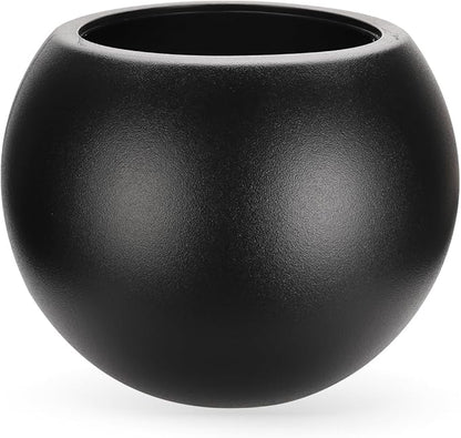 20”Dx16.1”H Large Plant Pot,Durable Plastic-Concrete Material Sphere Planter with Drainage Hole & Rubber Plug Weather Resistant,Modern Planters for Indoor Plants & Outdoor,(White, 12.6" Pot Opening)