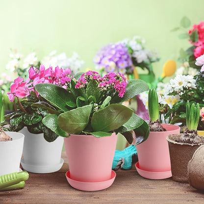 OALCQ 4 Inch Small Flower Pots - 24 Pcs, 8 Colors, Indoor Plant Pots with Drainage