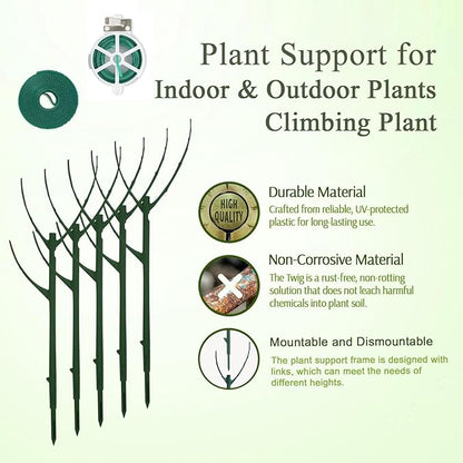 5 Pack Stackable Monstera Plant Support,Monstera Stakes and Garden Climbing Plant Support for for Indoor Plants,Climbing and Potted Plants, Flower, Vine(with Plant Tie)