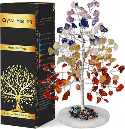 7 Chakra Tree - Chakra Tree of Life Crystal Tree - Gemstones and Crystals - Money Tree - Positive Energy - Spiritual Stuff - Reiki Crystals and Healing Stones - Holistic Gifts