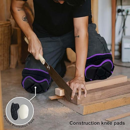Gardening Knee Pads for Women Work, Soft Flooring Knee Pad for Men Kneeling, Cleaning Knee Protector with Thick Padded Knee Cushion for Tiling Repairing Housekeeping for Christmas, Purple XL (1 Pair)