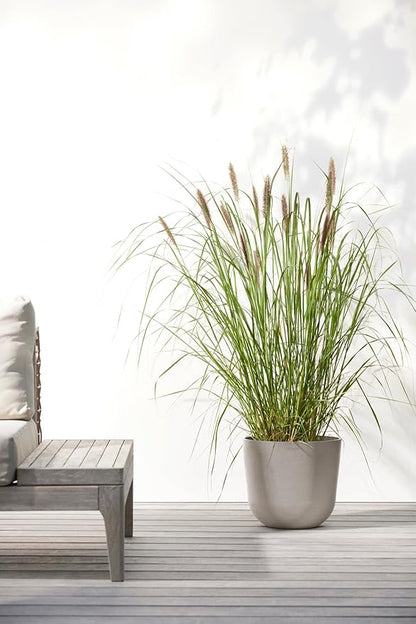 Ecopots Oslo Durable Modern Round Indoor/Outdoor Recycled-Based Composite Flower Pot Planter, Taupe, 10"