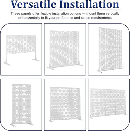 Outdoor Privacy Screen,72" H×47" W Metal Privacy Screen, Freestanding Privacy Fence Panels for Patio