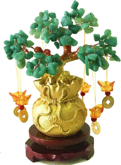 Feng Shui Citrine/Citrine Money Tree and Citrine Tree, Faucet Crystal Tree/Chinese Dragon Fortune Crystal Tree/Gift Tree (Green)