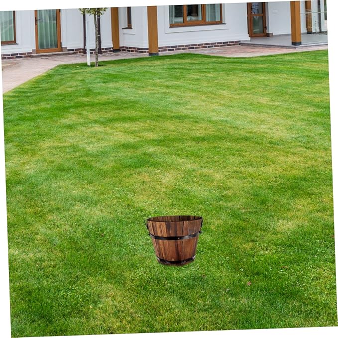 Wooden Barrel Flower Pot Succulent Planter 4 Inch Rustic Vintage Style Indoor Outdoor Garden Decor