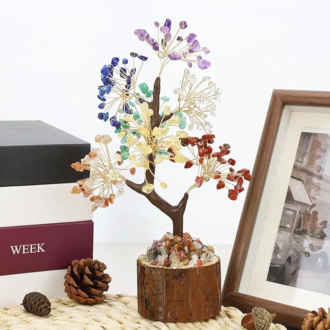 DUQGUHO 7 Chakra Tree of Life Crystal Tree for Positive Energy Healing Crystals Decor Spiritual Gifts for Women Office Decorations for Work Spiritual Decor for Home