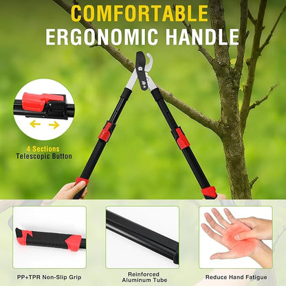 Yesker 26-33 Inch Extendable Bypass Loppers for Tree Trimming Heavy Duty Powerful Gear Tree Trimmer w Non-slip Handle Sharp Steel Blade up to 1.8" Cut Capacity Branch Cutter Chops Thick Branches Ease
