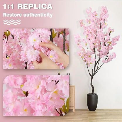 7.2ft Artificial Cherry Blossom Tree for Indoor Decor,Nearly Nature Pink Silk Flowers Fake Tree Tall,Realistic Faux Cherry Plant Tree for Christmas New Year Decor