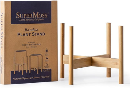 SuperMoss 54070 Bamboo Plant Stand Two Height Positions Holds 1, 2 or 3 Gallon Pots, Natural