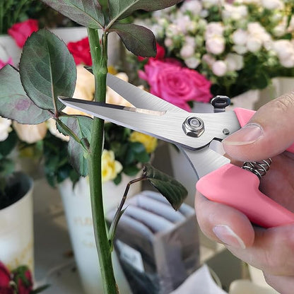 Flower clippers, 7.6 inch Pruning Shears for Beginners, High Strength Steel, Sharp Rust Resistant Floral Scissors with Comfortable Grip Handles, Garden Clippers, Rose Clippers for Gardening -PINK