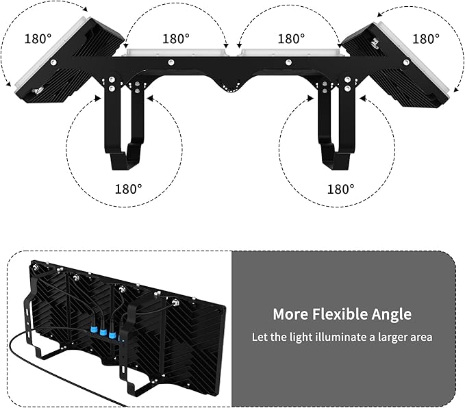 LED Flood Lights Outdoor, 800W(4750W Equivalent) 80000LM 6000K All Aluminum Shell IP66 Waterproof, 4 Heads Adjustable Wide Outside Lighting for Parking Lot, Yard, Street, Stadium