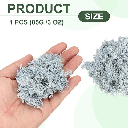 MECCANIXITY 3oz Preserved Reindeer Moss, Light Blue Decorative Artificial Fake Moss for Potted Plants Indoor Crafts Lichen Centerpieces Decor