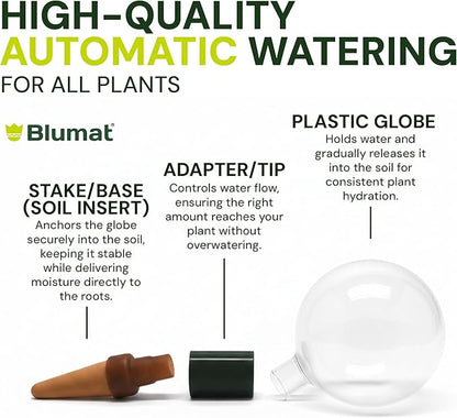 Blumat Clear Globe Single Pack - Automatic Watering Stake with a Beautiful Look for Indoor and Outdoor Plants