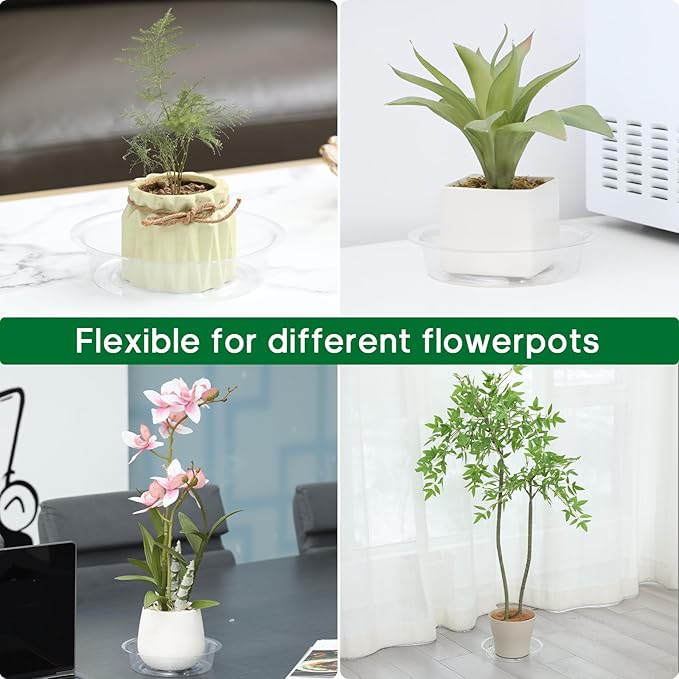 JERIA 6 Inch 20 Pack Clear Plant Saucers,Plastic Flower Pot Trays,Round Durable Plant Drip Trays for Indoor and Outdoor