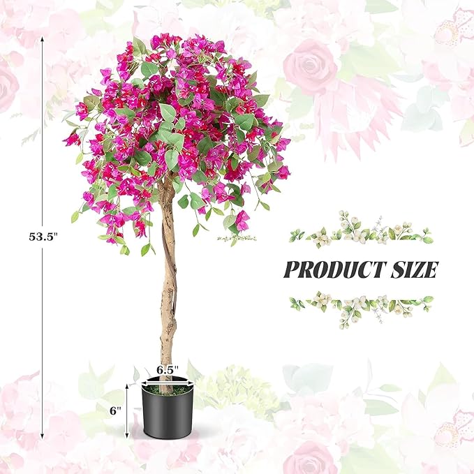 SAFEPLUS 4.5FT Bougainvillea Artificial Tree, Tall Fake Floor Plant for Indoor Outdoor Décor