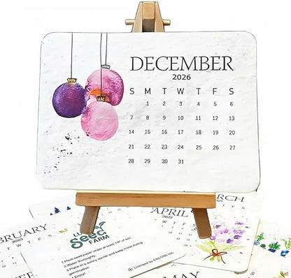 Eco-Friendly Plantable Love Seed Calendar 2026,12-Month Biodegradable Seed Paper Planner with Wildflower, Herb & Fruit Seeds, Gardening & Gifting Gift for Women, Men, Green Living Decor