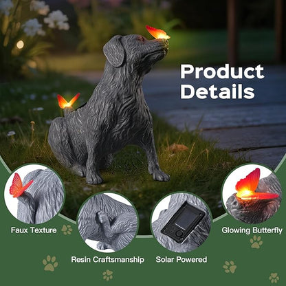 DyBaxa Solar Garden Décor, Garden Statues, Gifts for Women, Mom, Grandma, Patio, Balcony, Yard Decorations Outdoor - Unique Birthday & Housewarming Gifts, Cat Decor with Butterfly Light