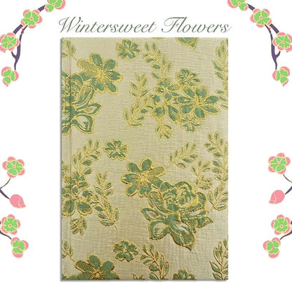 Flower Notebook, Hardcover, Lay Flat, A5, 6x8, Wide Ruled Pages, Writing Journal for Women, Pretty Notebook, Recipe Journal, Garden Journal, Gratitude Journal, Plum Blossom, Green