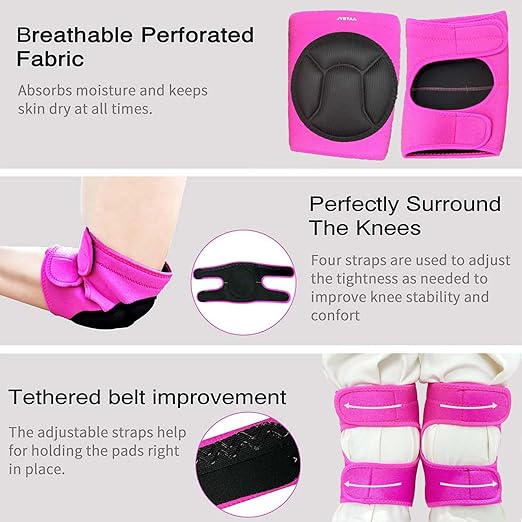 Plus Size Knee Pads For Cleaning Floors, Gardening, Women Pad With Soft Inner Liner, Adjustable Kneeling Suitable for Christmas for Garden, Flooring, Yard Working,Pink XL (1 Pair)