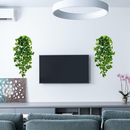 BLEUM CADE Fake Hanging Plants, 8pcs Artificial Hanging Plant, Faux Pothos Vines Hanging Plant Greenery for Wall Home Living Room Indoor Outdoor Decor (No Baskets)