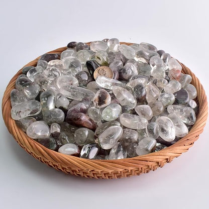 Polished Green Phantom Crystals - 72 Pcs, 0.5" 10 oz Handpicked Natural Tumbled Gemstones Rocks, Pebbles for Reiki, Chakra, Healing Home Decor