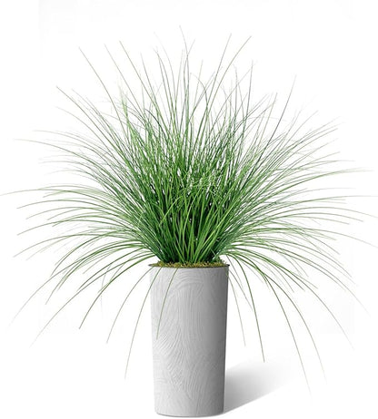 Artificial Tree in White Marble Effect Planter, Fake Onion Grass Silk Tree for Indoor and Outdoor Home Decoration - 55" Overall Tall (Plant Pot Plus Tree)