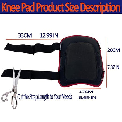 Work Knee Pads Made of Tear Resistant Oxford Cloth and Durable Rubber|Waterproof and Breathable Suitable for Mechanical Repairs and Yard Work|With Adjustable Straps Red