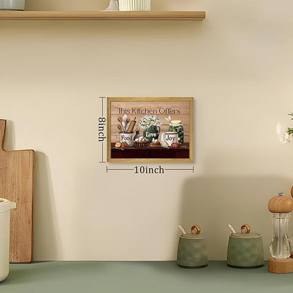 Vintage Kitchen Pictures Wall Decor, Country Kitchen Food Still Life Wall Art, Dining Room Decor Oil Painting, Canvas Prints Picture For Dining Room Kitchen Home Decor 8x10 Inch Wood Framed