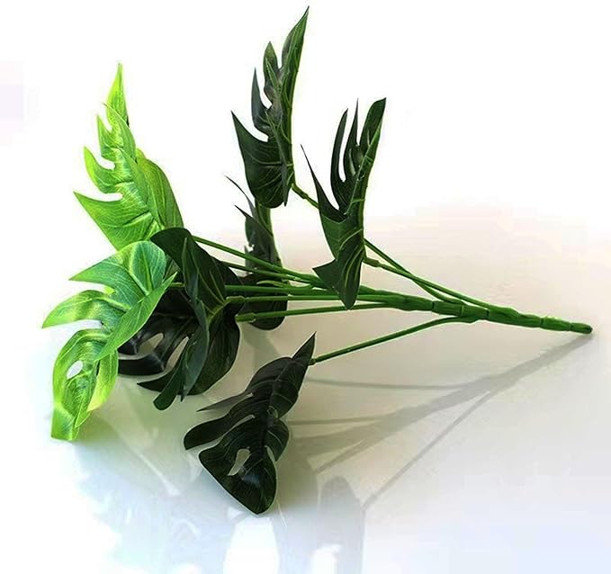 1 Pack Artificial Monstera Deliciosa Leaves, Tropical Palm Plant, 9 Leaves Faux Monstera Plant for Decoration