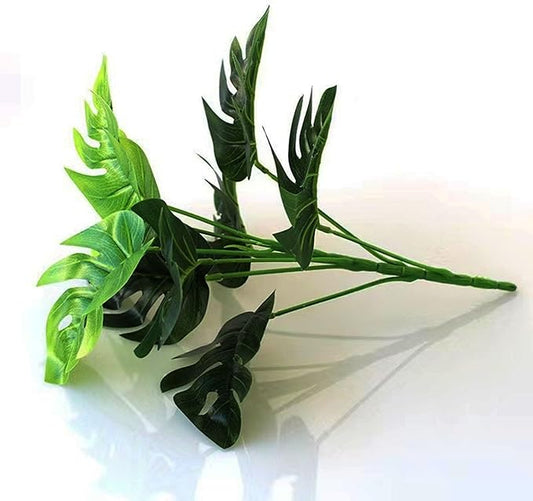 1 Pack Artificial Monstera Deliciosa Leaves, Tropical Palm Plant, 9 Leaves Faux Monstera Plant for Decoration