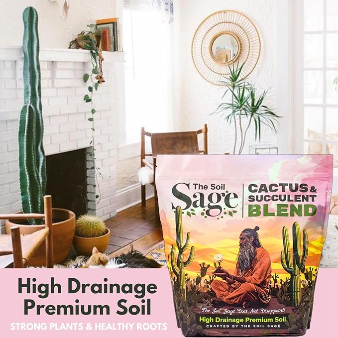 Cactus & Succulent Potting Mix - 5 Qt/8 Lbs Premium Gritty Fast Draining Soilless Potting Mix for Cactus, Succulents, Jade, Aloe Vera - Healthy Roots - Made in USA