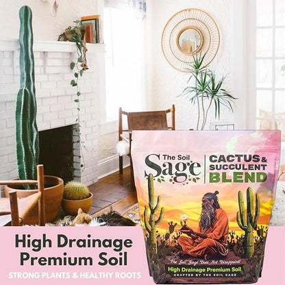 Cactus & Succulent Potting Mix - 5 Qt/8 Lbs Premium Gritty Fast Draining Soilless Potting Mix for Cactus, Succulents, Jade, Aloe Vera - Healthy Roots - Made in USA