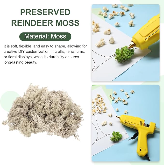 MECCANIXITY 3oz Preserved Reindeer Moss, Brown Decorative Artificial Fake Moss for Potted Plants Indoor Crafts Lichen Centerpieces Decor